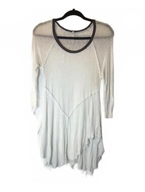 Free People Distressed Lightweight Long Sleeve Knit Tunic Dress